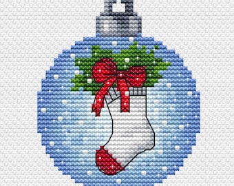 Christmas Sock Cross Stitch Pattern Christmas Ball Pattern Christmas Bauble Pattern Holiday Pattern DMC Chart Printable PDF Instant Download