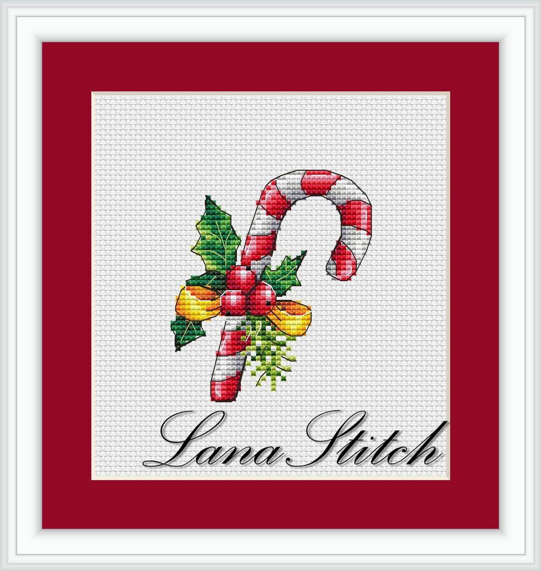 Candy Cane Cross Stitch Pattern Christmas PDF Pattern Christmas