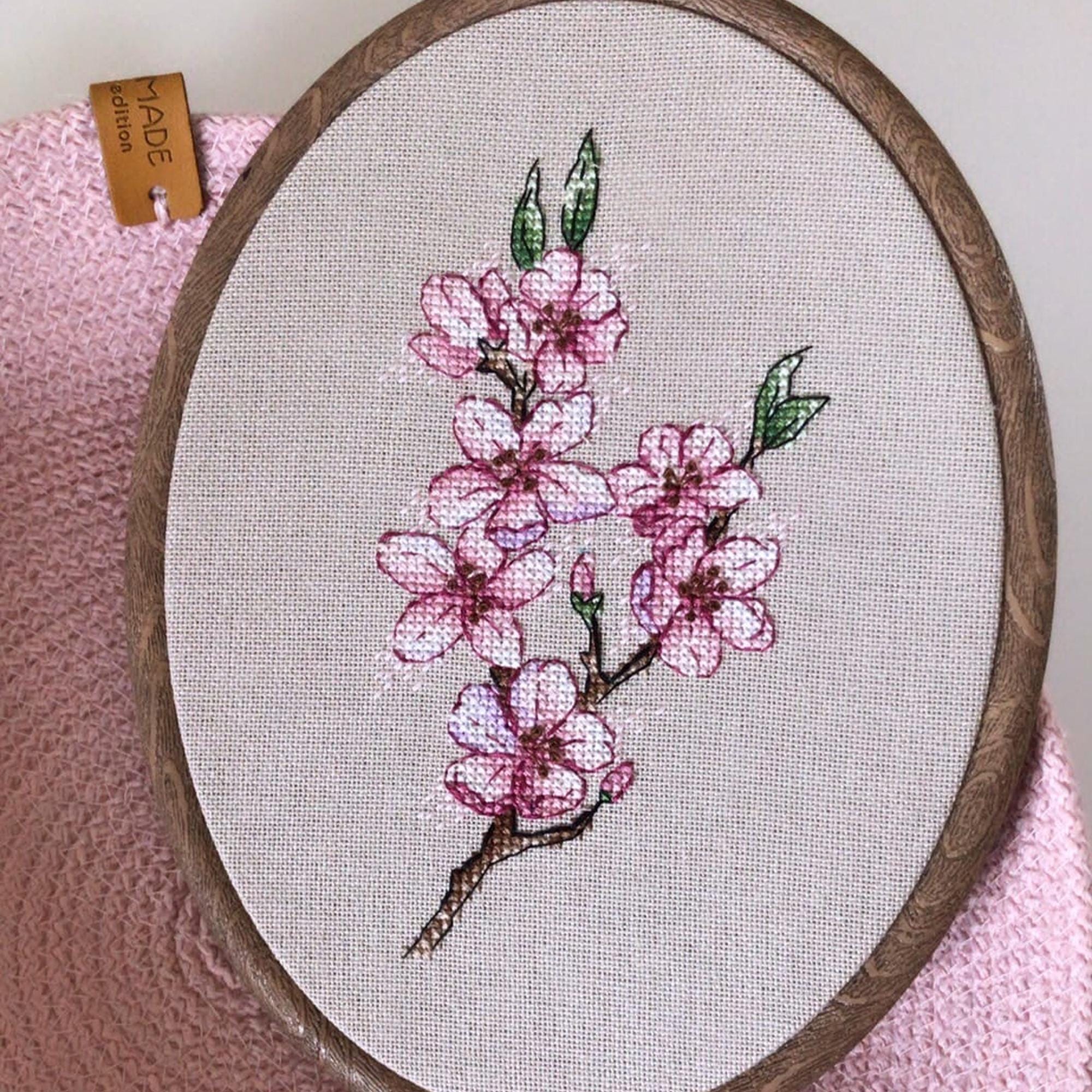 Sakura Blossom Cross Stitch Pattern, Floral Embroidery (PDF
