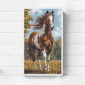 Pinto Horse Cross Stitch Pattern Mustang PDF Pattern Steed Embroidery Stallion Pattern Horse DMC Chart Printable PDF Instant Download