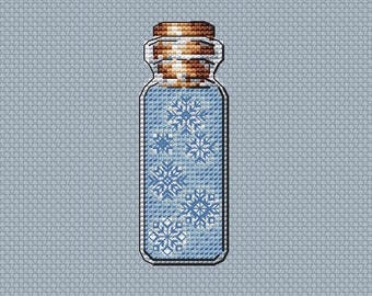 Snowflakes Cross Stitch Pattern Bottle Pattern Snow PDF Pattern Winter Pattern Small Pattern Mini DMC Chart Printable PDF Instant Download