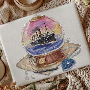 Patrón de punto de cruz del barco Titanic, diseño de bordado marino (PDF)