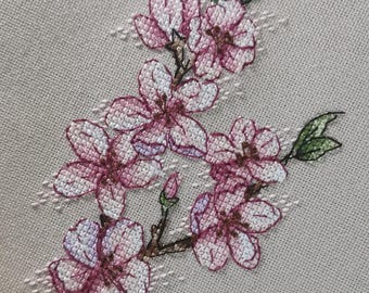 Rico Design Kit de broderie au point de croix - Fleurs de cerisier