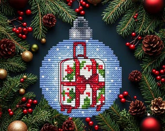 Suitcase Christmas Bauble Cross Stitch Pattern (PDF Download)
