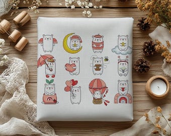 Bears Cross Stitch Pattern, Hearts Embroidery (PDF Download)