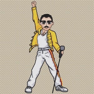 Freddie Mercury Cross Stitch Pattern Queen Pattern Music Pattern Bohemian Rhapsody Pattern DMC Chart Printable PDF Instant Download