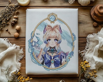 Modèle de point de croix Kokomi, Genshin Impact Anime Girl (PDF)