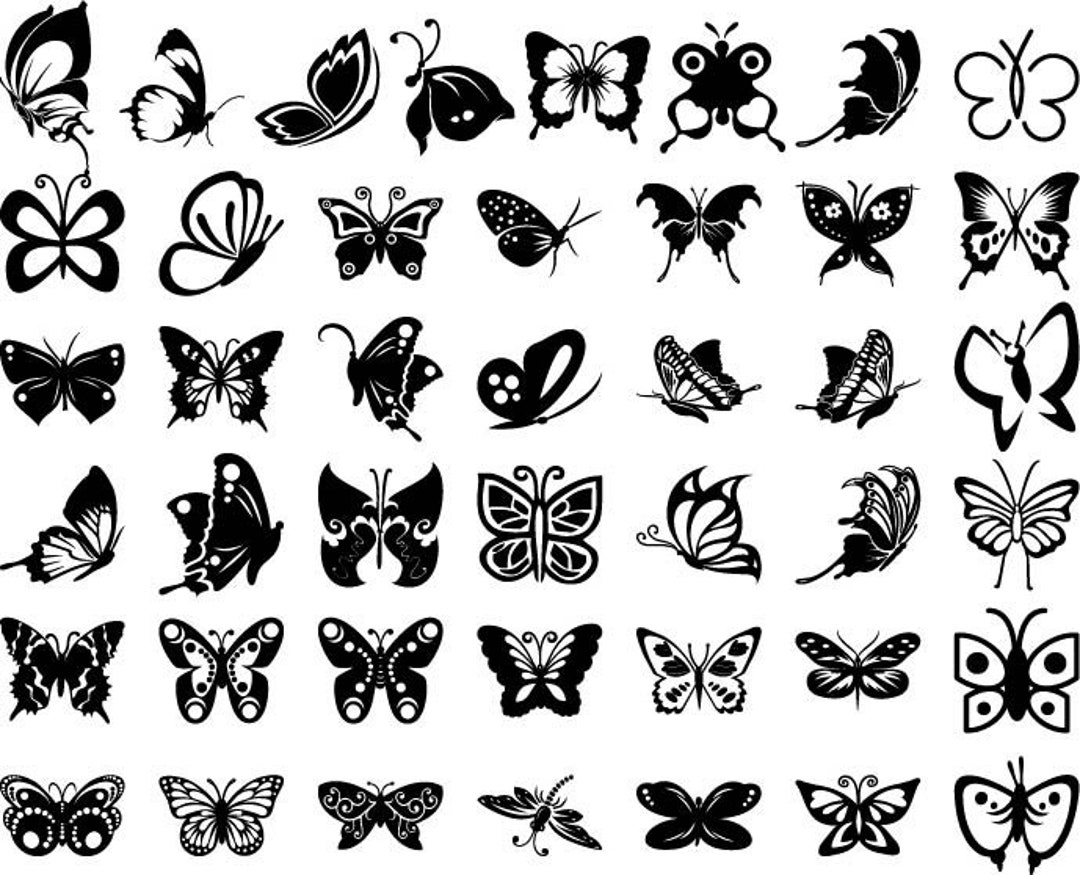 Collection Butterflies Butterfly Icons Symbols Vector Graphics Vector ...