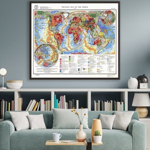 Tektonische Kartierung der Welt, zweisprachige tektonische Kartierung, Erdbeben Karte, Geologie Poster, historisches Geologie Geschenk.