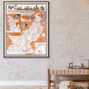 Pakistan art map, Pakistan decor vintage, Pakistan wall art, Pakistan home decor, Pakistan gift, Pakistani wall decor, poster map art print.