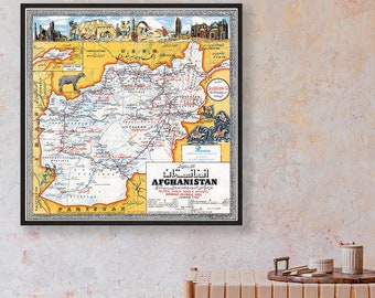 Vintage Afghanistan Map Print: Museum Qualität Matte Papier, UNGERAHMT