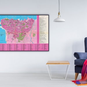 Lebanon Beirut map vintage, large map of Beirut, Lebanon wall decor, Beirut wall map, Lebanon gift map print.
