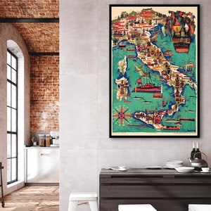 Italienische Weinkarte Poster | Vintage Italien Wein Regionen Kunstdruck | Oenophile Geschenk | Küche-Wand-Dekor