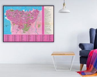 Vintage Beirut Map Print: Lebanon Wall Decor