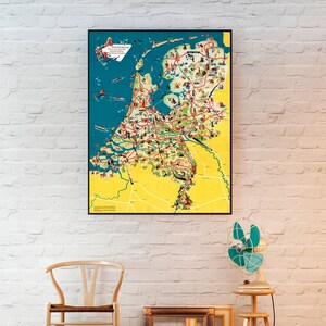 Art de carte des Pays-Bas, carte vintage des chemins de fer aux Pays-Bas, carte des chemins de fer néerlandais, impression des vieux Pays-Bas.