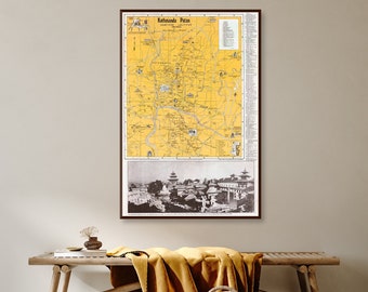 Vintage Kathmandu Nepal Map Print: 1980s Stadtbild
