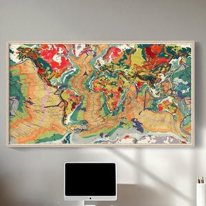 Geological map of the world, geology wall art, geology decor, geologist gift.