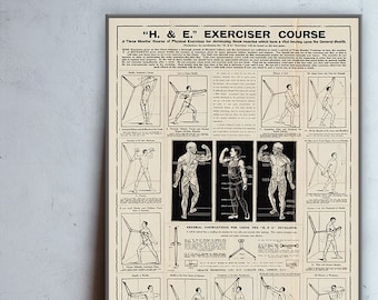 Vintage Workout Training Print: Home Gym Exercise Art