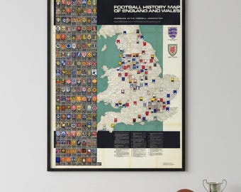 Football Heritage Map of England and Wales: Vintage Design