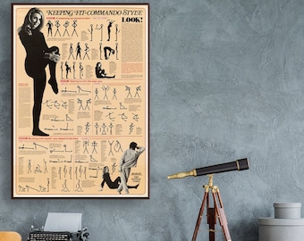 Vintage Workout Chart Poster: Physical Exercise Training Wall Art