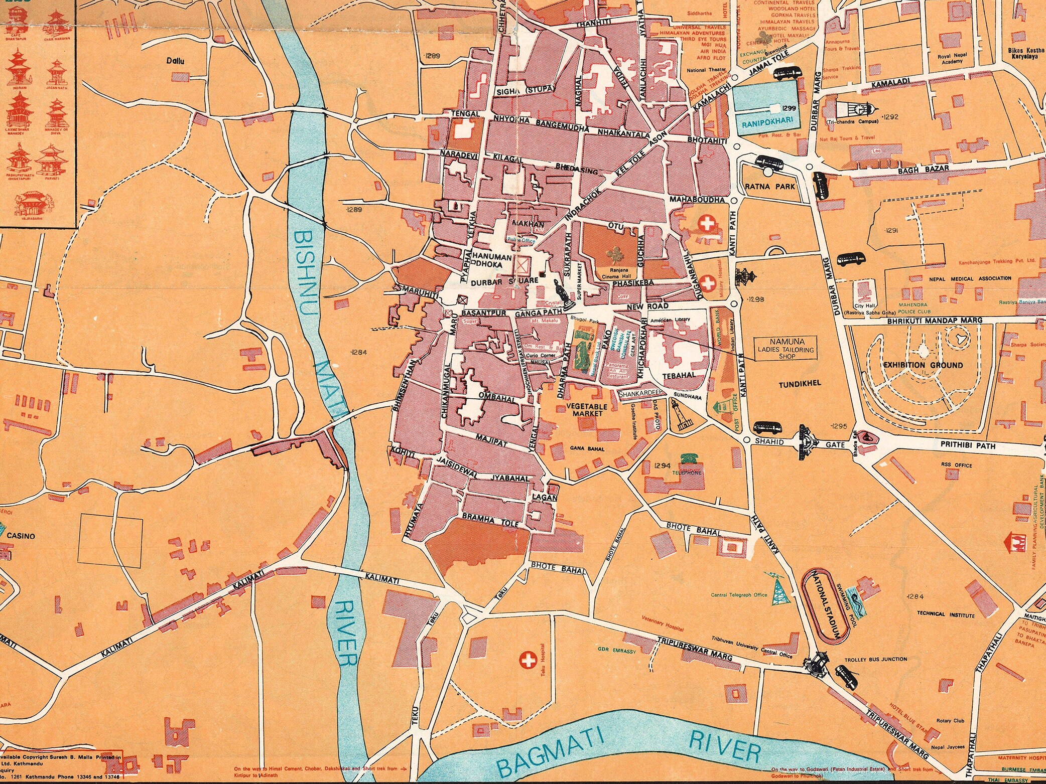 Vintage Map of Kathmandu City, Nepal Maps, Kathmandu Wall Art ...