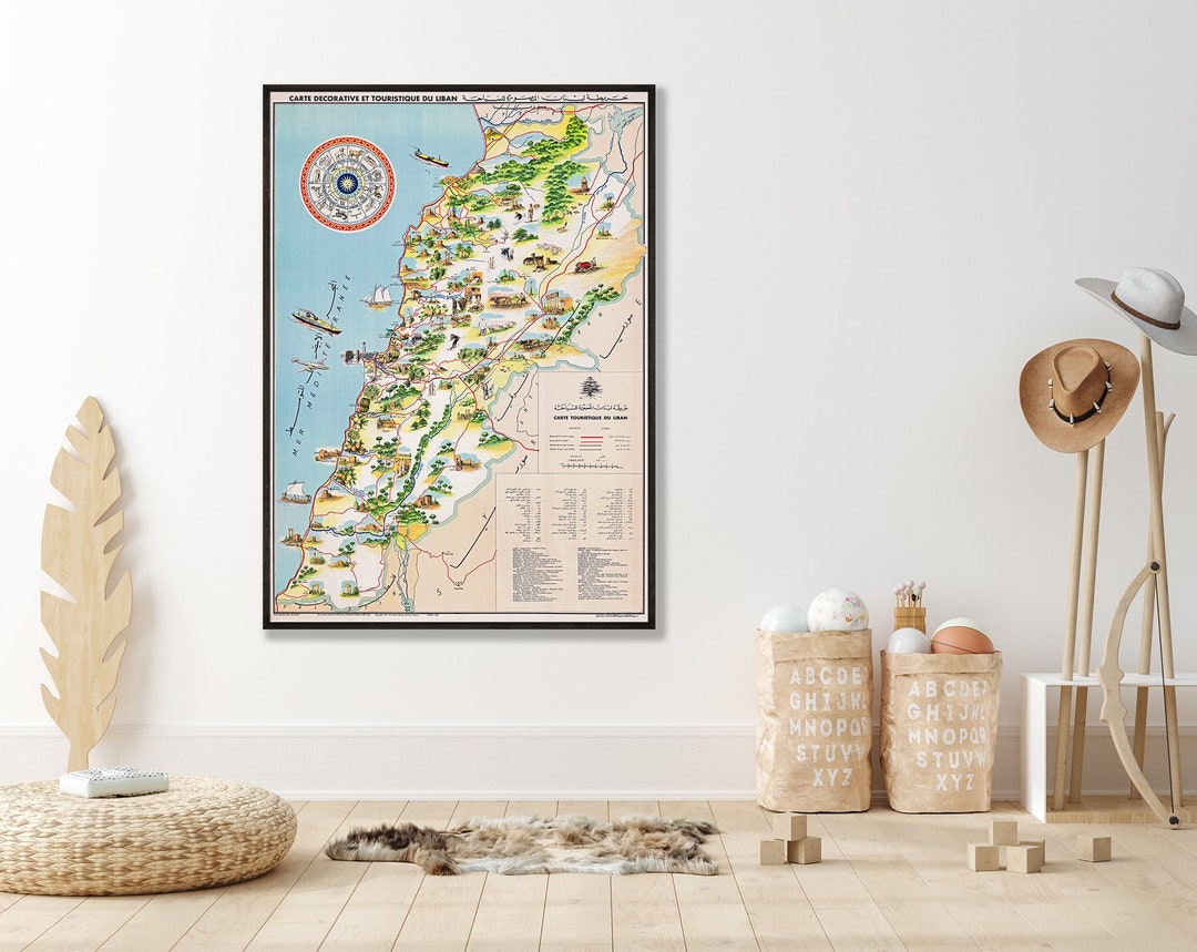 Lebanon Map Vintage, Lebanon Decor, Lebanon Wall Art, Lebanon Art Map, Poster Map of Lebanon