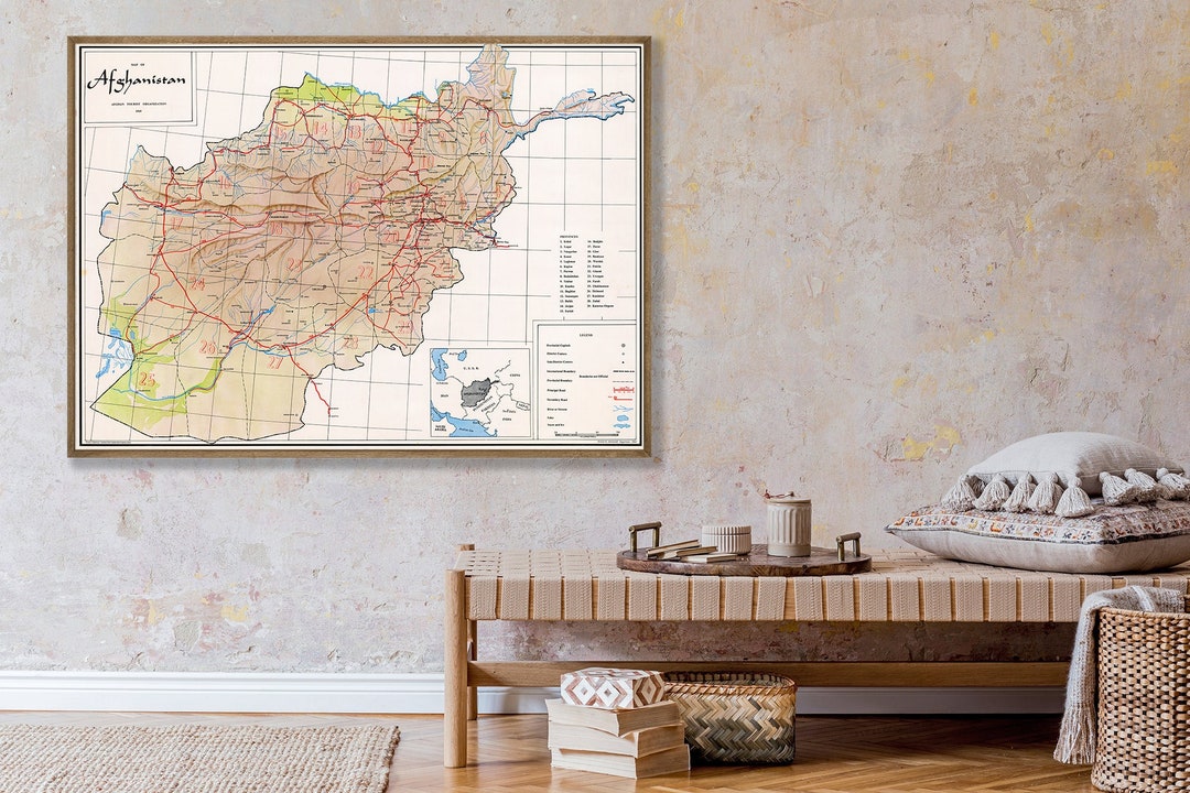 Vintage Afghanistan Map Art Print, Afghan Decor - Etsy