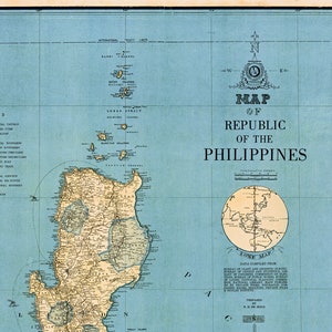 Vintage Philippines Map, Large Philippines Print, Philippines Wall ...