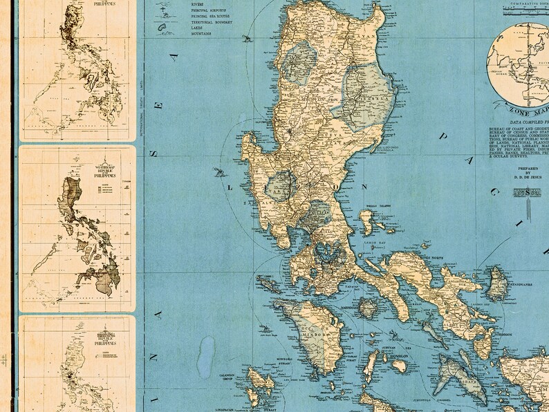Vintage Philippines Map, Large Philippines Print, Philippines Wall ...