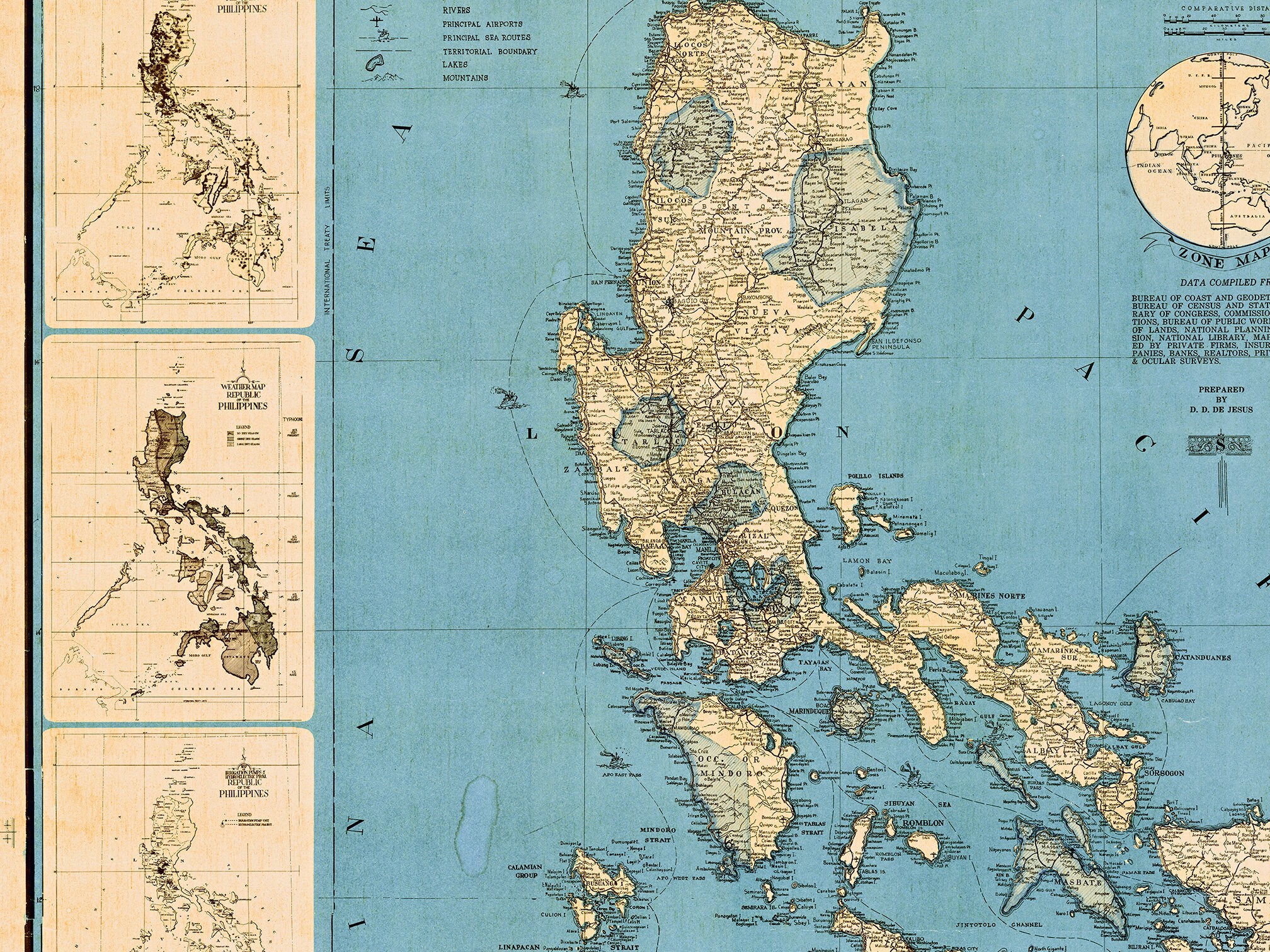 Vintage Philippines Map, Large Philippines Print, Philippines Wall ...