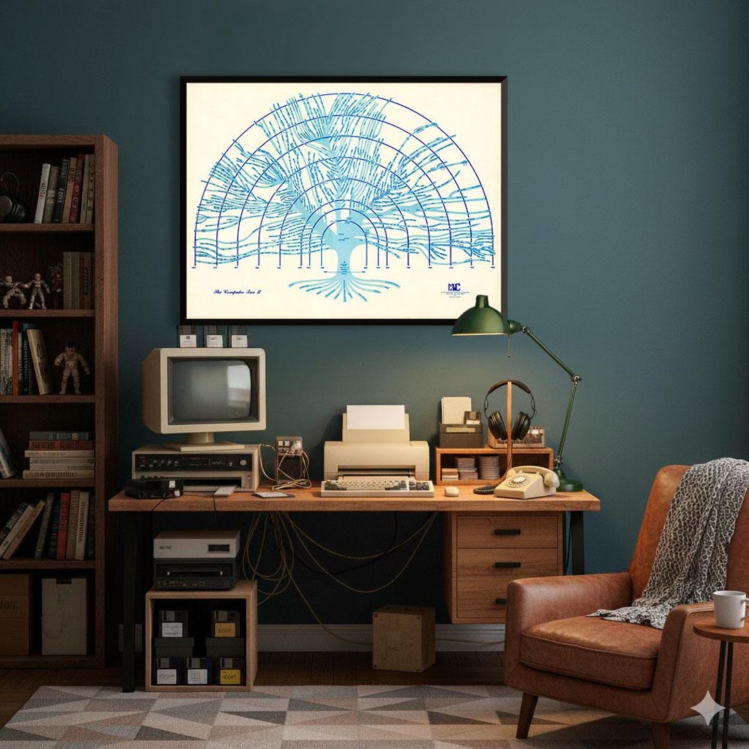 History of Computers Print | 1980s Retro Tech Wall Art | Evolution of ...