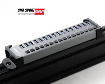Sabrent / ACASIS 16-USB Port Hub Mount | Sim Racing | Flight Rig | Aluminum Profiles