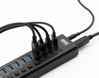 SSG 10-Port Powered USB Hub | Sim Racing | Flight Rig | Aluminum Profiles