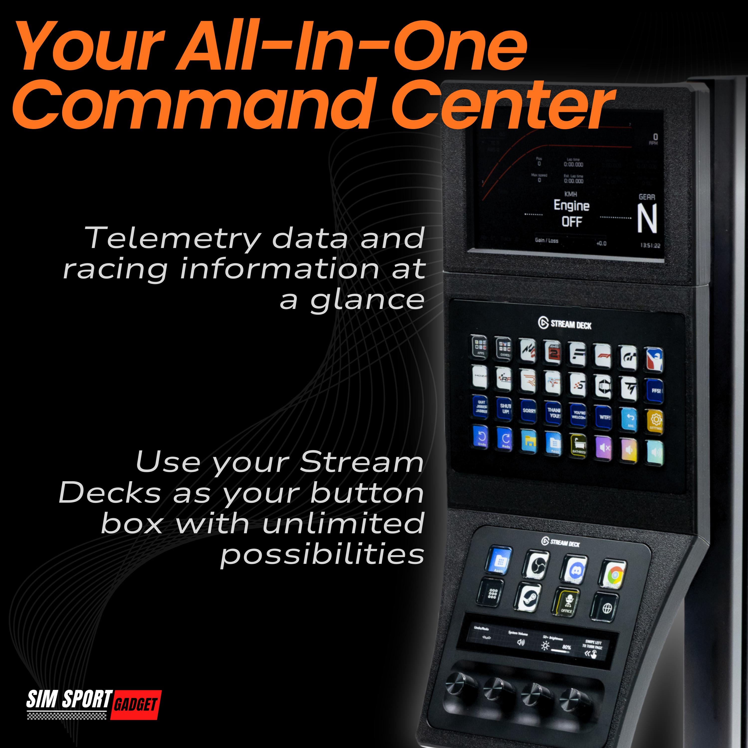 Sim Rig Dashboard 6.8 Inch Touchscreen With Stream Deck XL and Plus Triple Mount Console ...