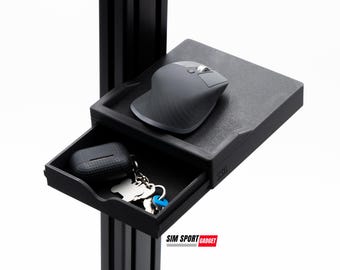 Mouse Pad With Rail and Storage for Sim Racing Rig | Flight Simulator