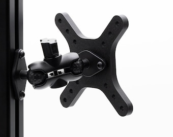 VESA Mount with Heavy-Duty Swivel Metal Arm for Sim Rig | Flight Aluminum Profile Rig 50mm 75mm 100mm | Button Box | Accessories
