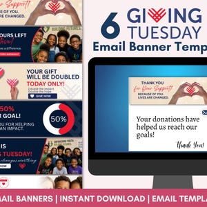 Vorlage für E-Mail-Header zum Giving Tuesday | Canva-Vorlagen für E-Mail-Header von gemeinnützigen Organisationen | Fundraising-E-Mail-Marketing-Kit | 6 bearbeitbare Designs