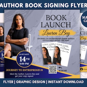 Editable Flyer for Book, Author Book Promotion Flyer Template, Book Launch Press Release, Pre-Sell Author Flyer, Social Media, Canva Edit