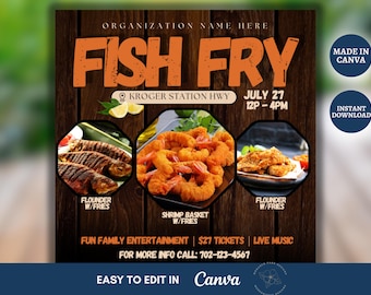 Editable Fish Fry Flyer Template: School & Church Fundraiser (Instant Download)