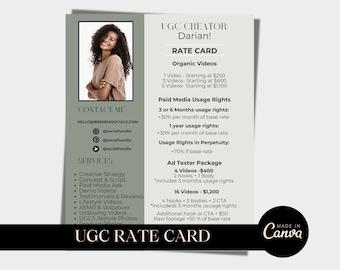UGC Rate Card Template: Influencer Media Kit (Canva)