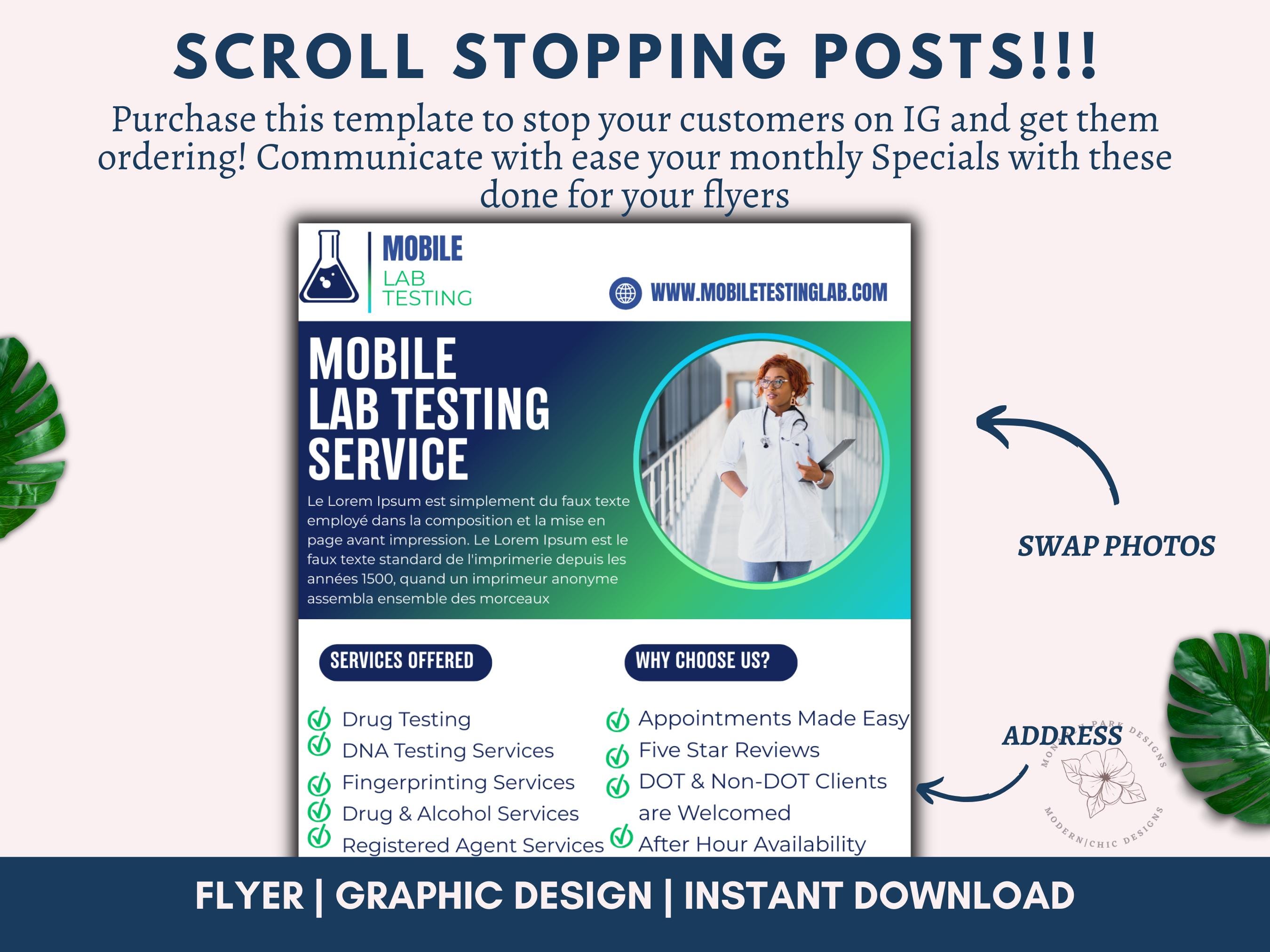 Mobile Lab Testing Flyer Template, Drug & DNA Testing Canva Flyer ...