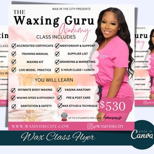 Canva Wax Class Flyer Template, Editable Body Wax Course Flyer, Training Course Flyer, Elegant Social Media Flyer