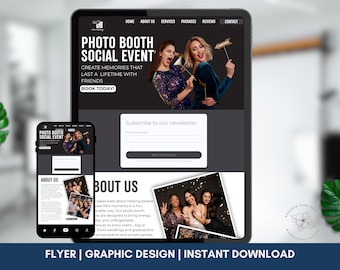 Photobooth Website Template Canva, Event Verleih Geschäft
