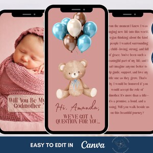 ¿Quieres ser mi madrina?, propuesta digital de madrina, rosa, preguntar a la madrina, propuesta de madrina en tarjeta virtual, moderno, regalo de madrina, Canva