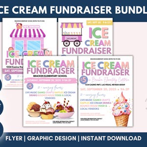 Ice Cream Fundraiser Bundle, Canva Edit