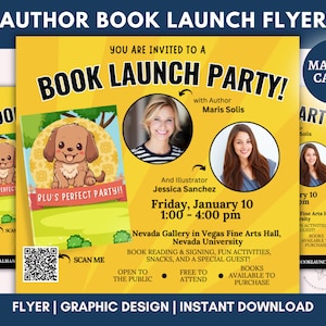 Editable Book Launch Party Flyer, Author Book Release Pre-Order Template, Book Launch Press Release, Author Event, Social Media, Canva Edit