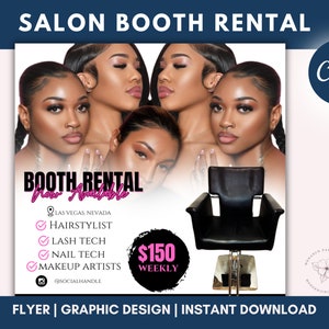 Dépliant de suite de salon, Location de stand, Dépliant de location, Coiffeur, Lash Tech, Modèle de flyer prédéfini, Flyer commercial prédéfini, Flyer réseaux sociaux