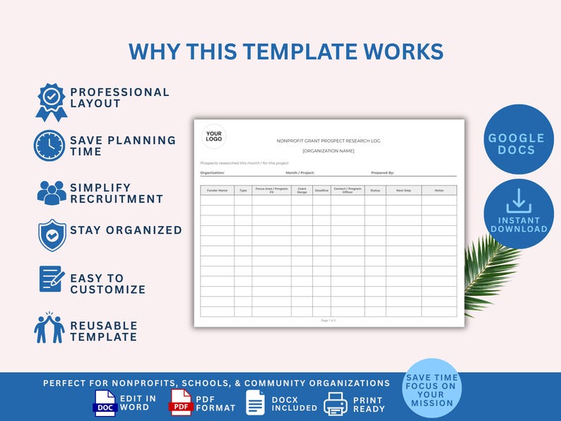 Nonprofit Grant Prospect Research Tracker Template (PDF & DOC) - Etsy