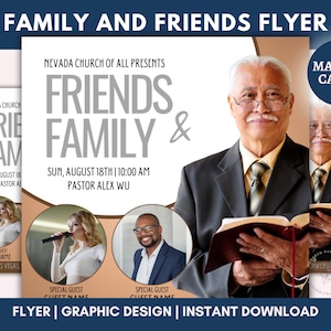 Editable Friends and Family Flyer, Faith Unleashed Church Flyer, Church Conference, Sunday Worship, Church Revival, Church Event, Canva Edit