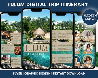 Tulum Girls Trip Itinerary Template: Customizable Digital Schedule (Canva Edit)